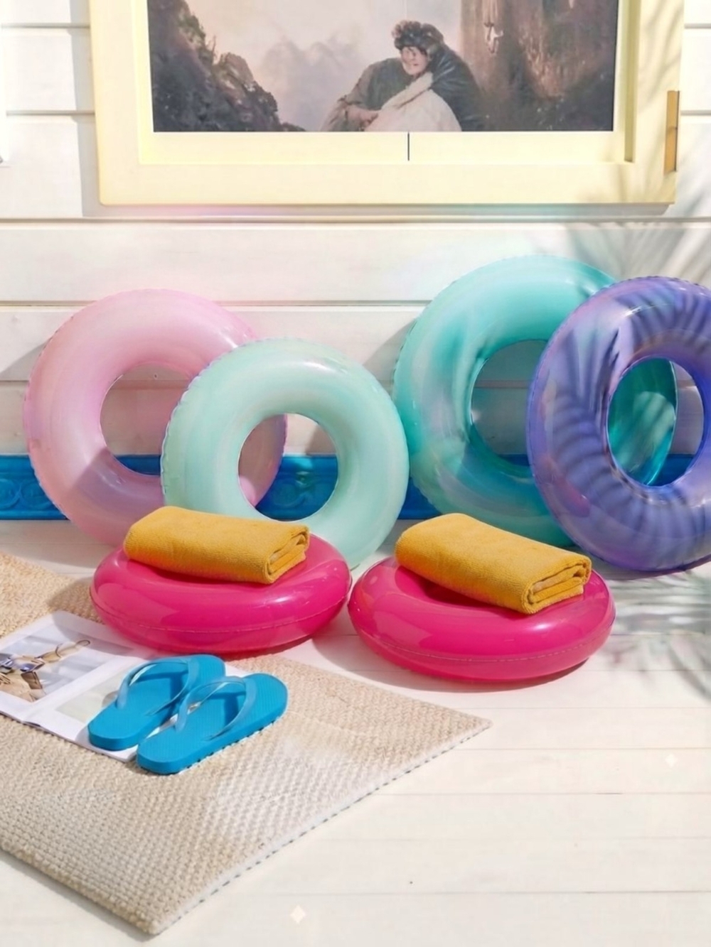 Inflatable Pool Floats - Morandi Color Palette - 28 Inch - 6 Pieces